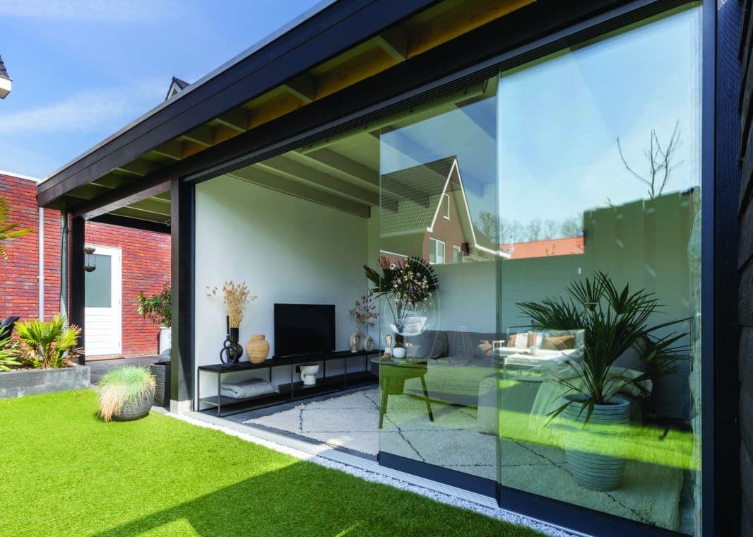Profiline Glasschiebewand (5 spurig) - 03 profiline schiebewand anthrazit 5spurig verasol - pl-gsw-5sp-3500-antr